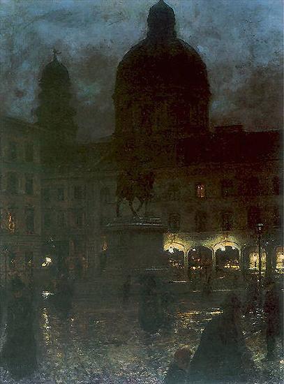 Aleksander Gierymski Wittelsbacher Square during the night. China oil painting art